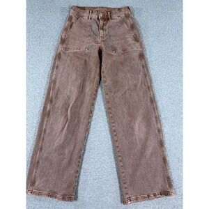 American Eagle Pants Women's 0 Brown Mid Rise Wide Leg Stretch Baggy